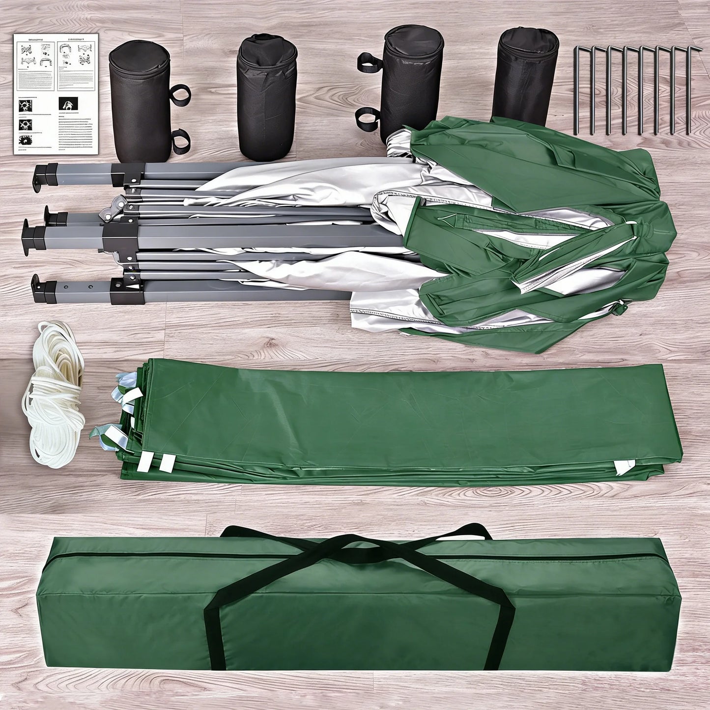 mcc direct Pop-up Gazebo 3m x 3m with Sides & 4 Weight Bags & Silver Protective Layer Waterproof Marquee Canopy WS