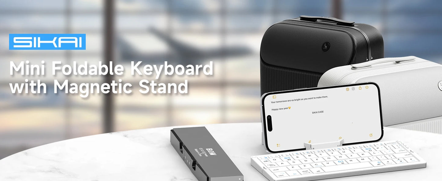 Foldable Bluetooth Keyboard with Magnetic Stand Portable Wireless Keyboard for iPad iPhone Samsung Tablet Rechargeable