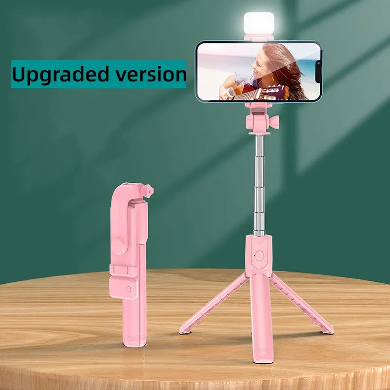 Cell Phone Selfie Stick Tripod Bluetooth Remote Wireless Selfi Stick Phone HolderStand with Beauty Fill Light for Phone