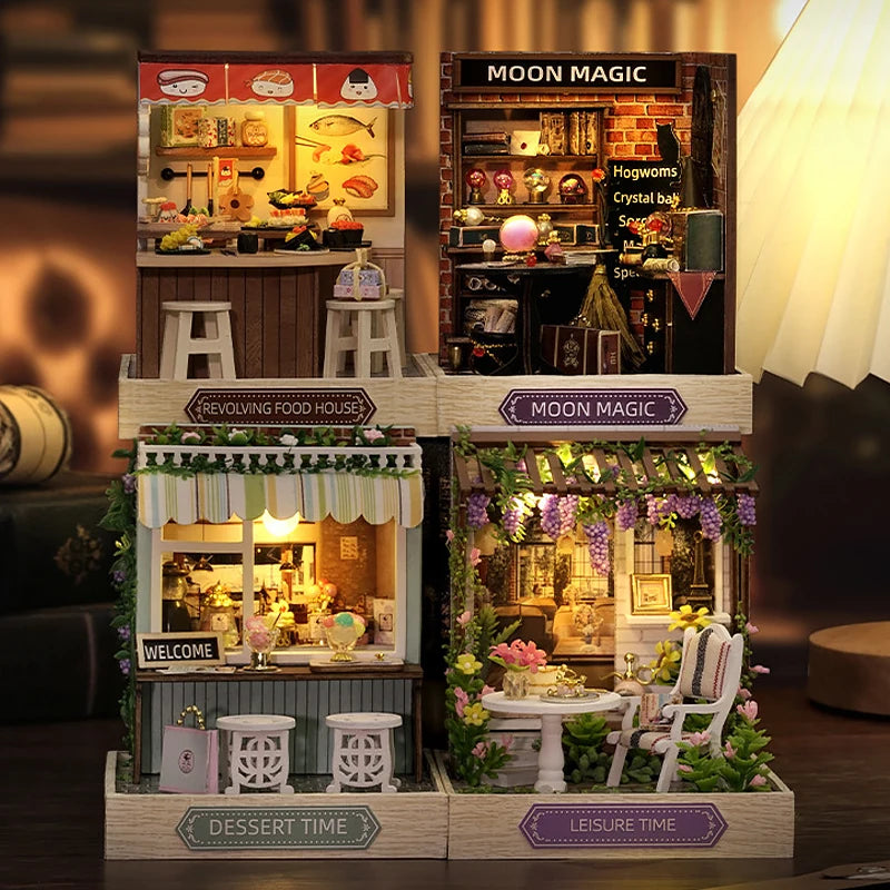 Mini Doll House DIY Small House Kit 3D Puzzle Assembly Model Building Room Bedroom Decoration With Dust Cover Wooden Craft Gifts