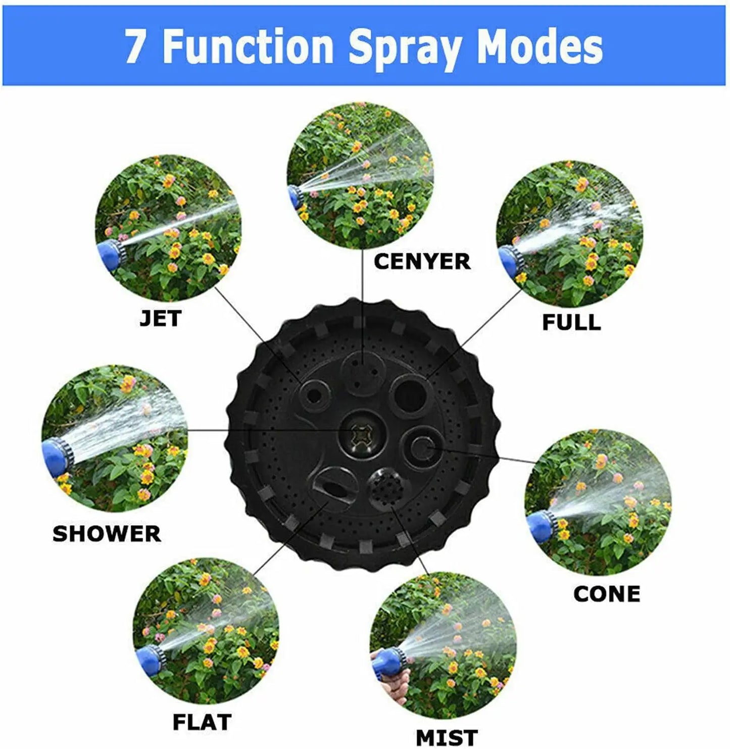 BRIEFNESS Retractable Garden Hose Heavy Duty 3X Flexible Anti Kink Water Pipe 7 Function Nozzle for Car Wash Garden Irrigation