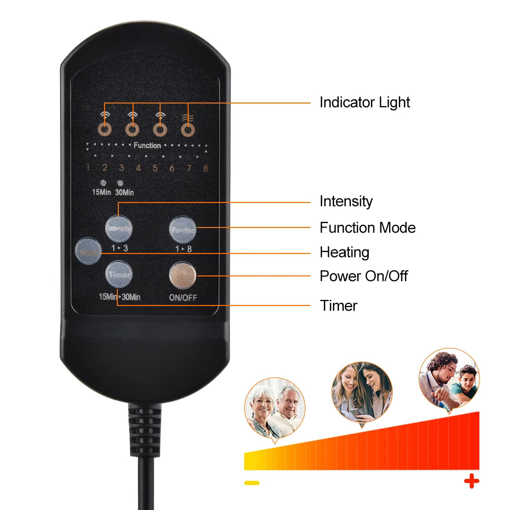 Electric Heating Vibrating Back Massage for Car Chair Office Lumbar Neck Pain Relief Vibration Cushion Shoulder Back Massage Mat