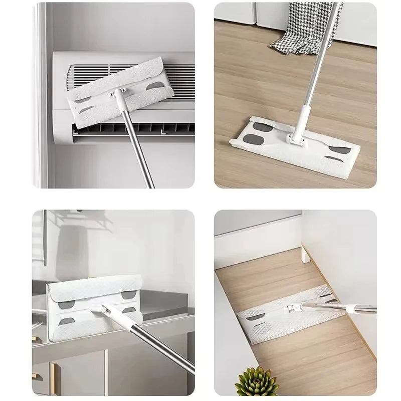 Disposable Mop Cloth Cleaning Mop 360° Rotating Dry and Wet Flat Household Electrostatic Dust Removal Mop Floor Tile Floor Clean