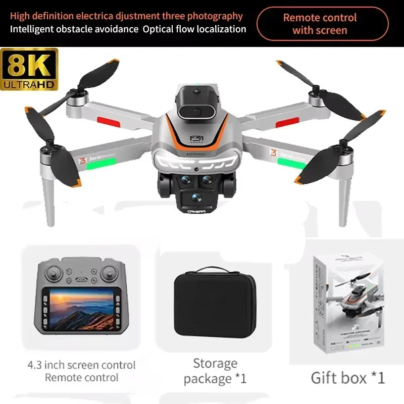 New Obstacle Avoidance M3 Drone Brushless Motor Helicopter Optical Flow Hovering GPS 8K 3 Camera Foldable Quadrotor Aircraft Toy