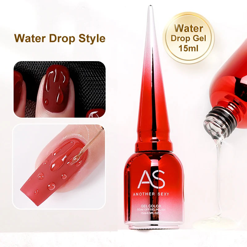 AS Water Drop Wave Gel Nail Gel Polish Clear Ripple Gel Nail Vernis Varnish Glue Phototherapy 15ml Glass Water Drop Glue