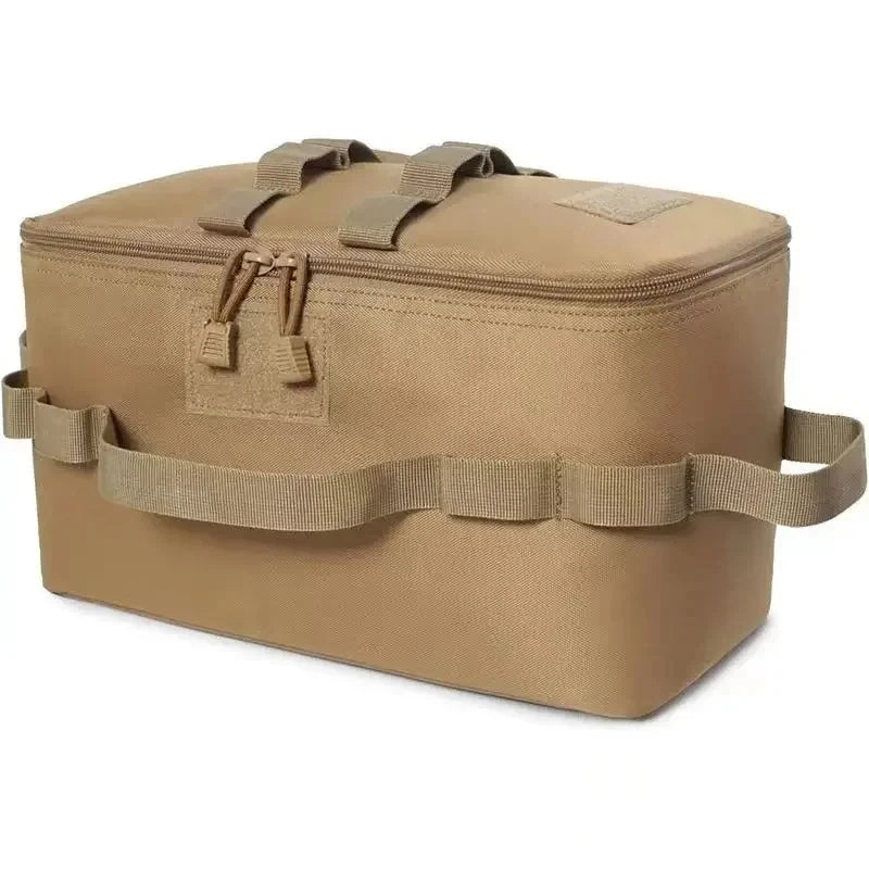 Large Capacity Outdoor Camping Storage Bag - Ground Nail Tool Bag with Picnic Cookware Utensils Kit Gas Canister Organizer