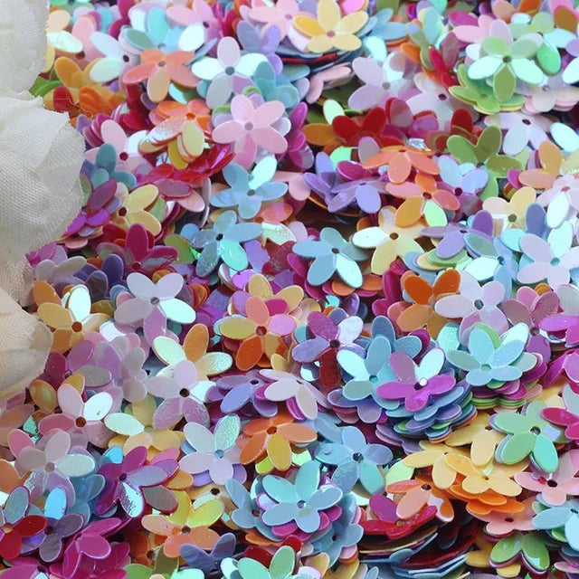 Sequin Matte White Color 10mm Cup Five Finger Flower Sequins Paillettes Sewing Wedding Craft Women Garments Accessories 10g/lot