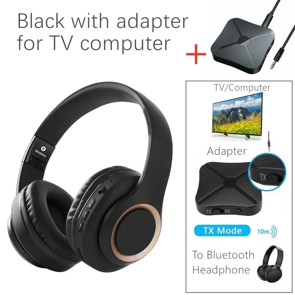 Shoumi 15 Hours Play Wireless Headset Bluetooth Television Headphone with Mic,Bluetooth Adapter Built-in Battery,for TV Computer