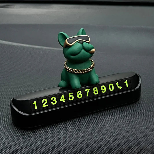 Cute Funny Bulldog Car Temporary Parking Number Plate - Dashboard Decor Auto Accessories Cute Gift Automobiles Voiture