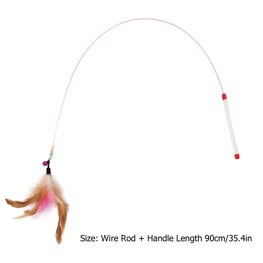 Cat Toys Cute Funny Colorful Rod Teaser Wand Plastic Pet Toys for Cats Interactive Stick Pet Teaser Cat Supplies