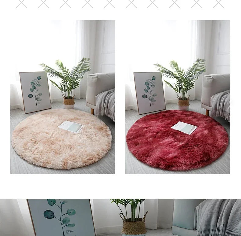 Super Soft Plush Round Rug Mat Fluffy White Carpets For Living Room Home Decor Bedroom Kid Room Decoration Salon Thick Pile