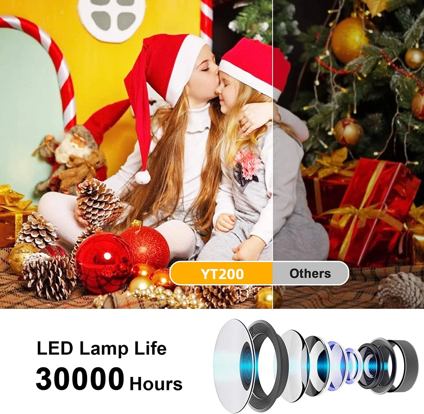 YT200 Projector Home Low Noise LCD Mini Portable Children's Wireless Mobile Phone Same Screen Projection Projector