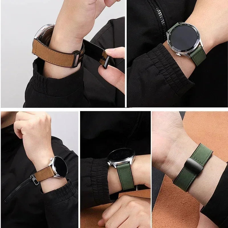 Leather+Silicone Strap For Omega X Swatch Joint MoonSwatch 20mm 22mm Magnetic Band For Xiaomi Watch S4 S3 S2 S1/Huawei GT2 3 4 5