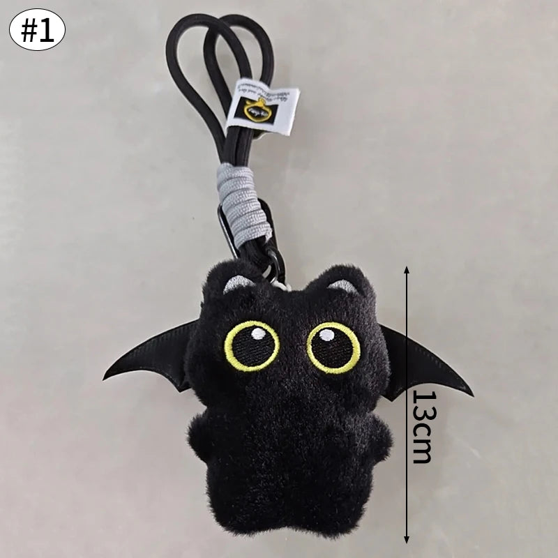 Cute Black Cat Plush Pendant Keychain Pilot Little Black Cat Hanging Backpack Keychain Creative Cat Plush Phone Keychain Gift