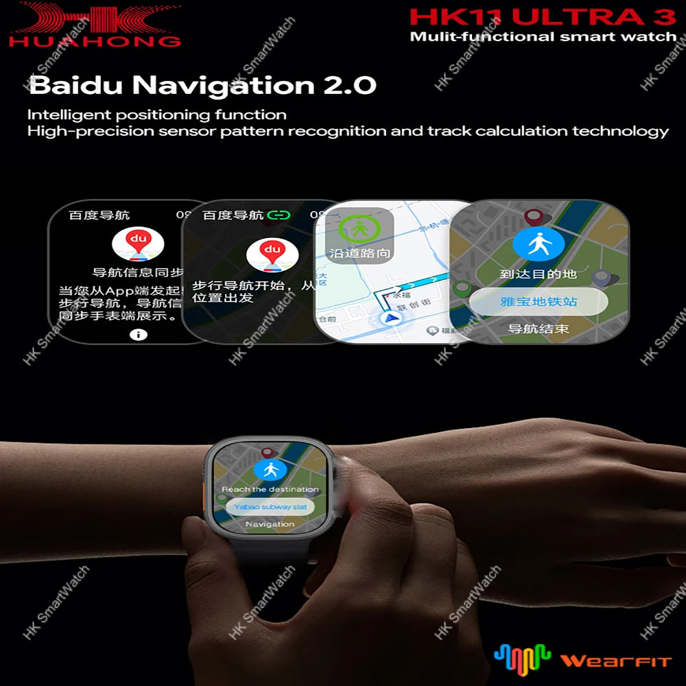 Upgrade Hk11 Ultra 3 Gen2 SmartWatch 4GB ROM AI ROBOT AMOLED Network 49mm G-Sensor ChatGPT NFC Compass GPS 3D Menu Music Watch