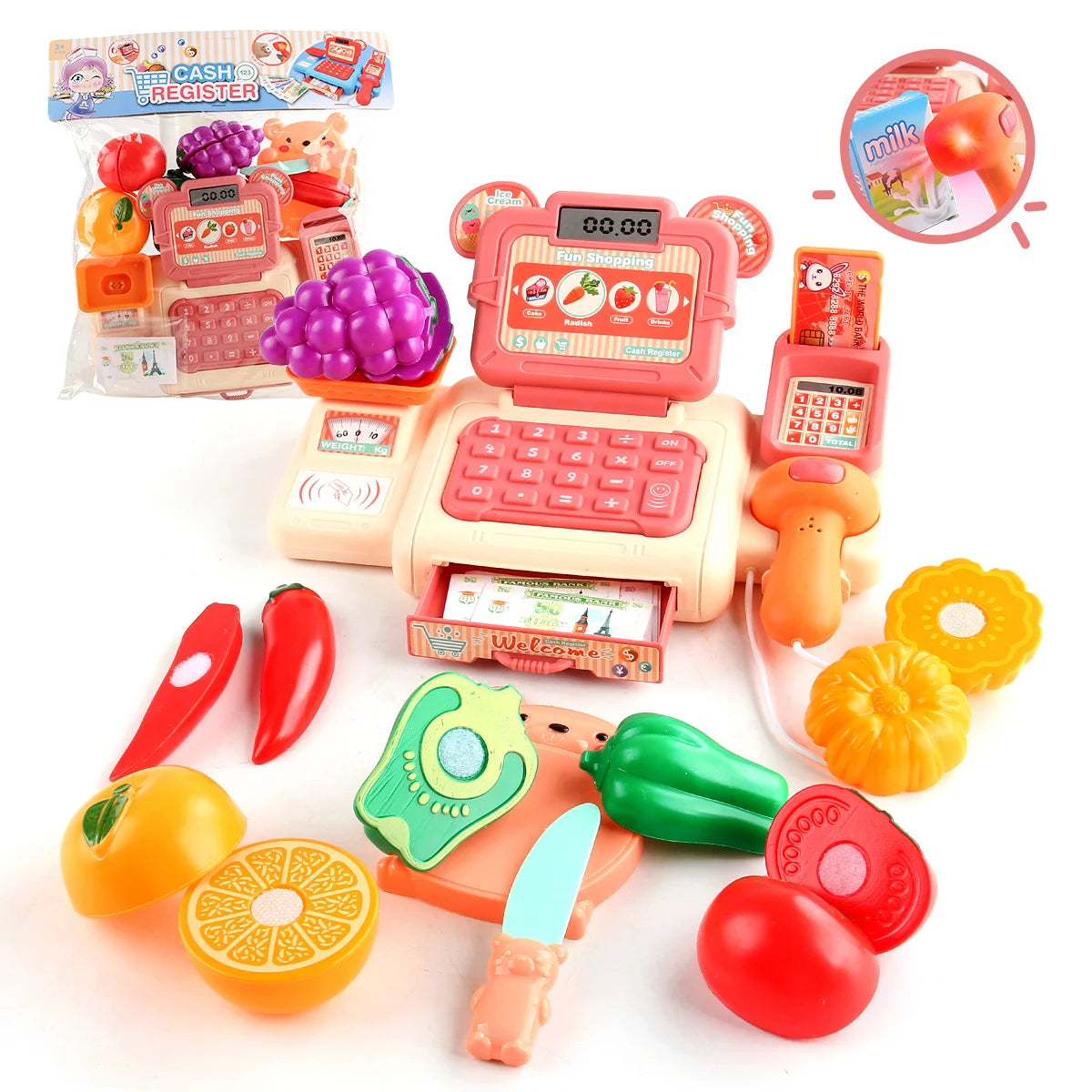 Simulation Shopping Cash House Toys Electronic Game Lighting And Sound Effects Supermarket Cashier Toys For children Gifi