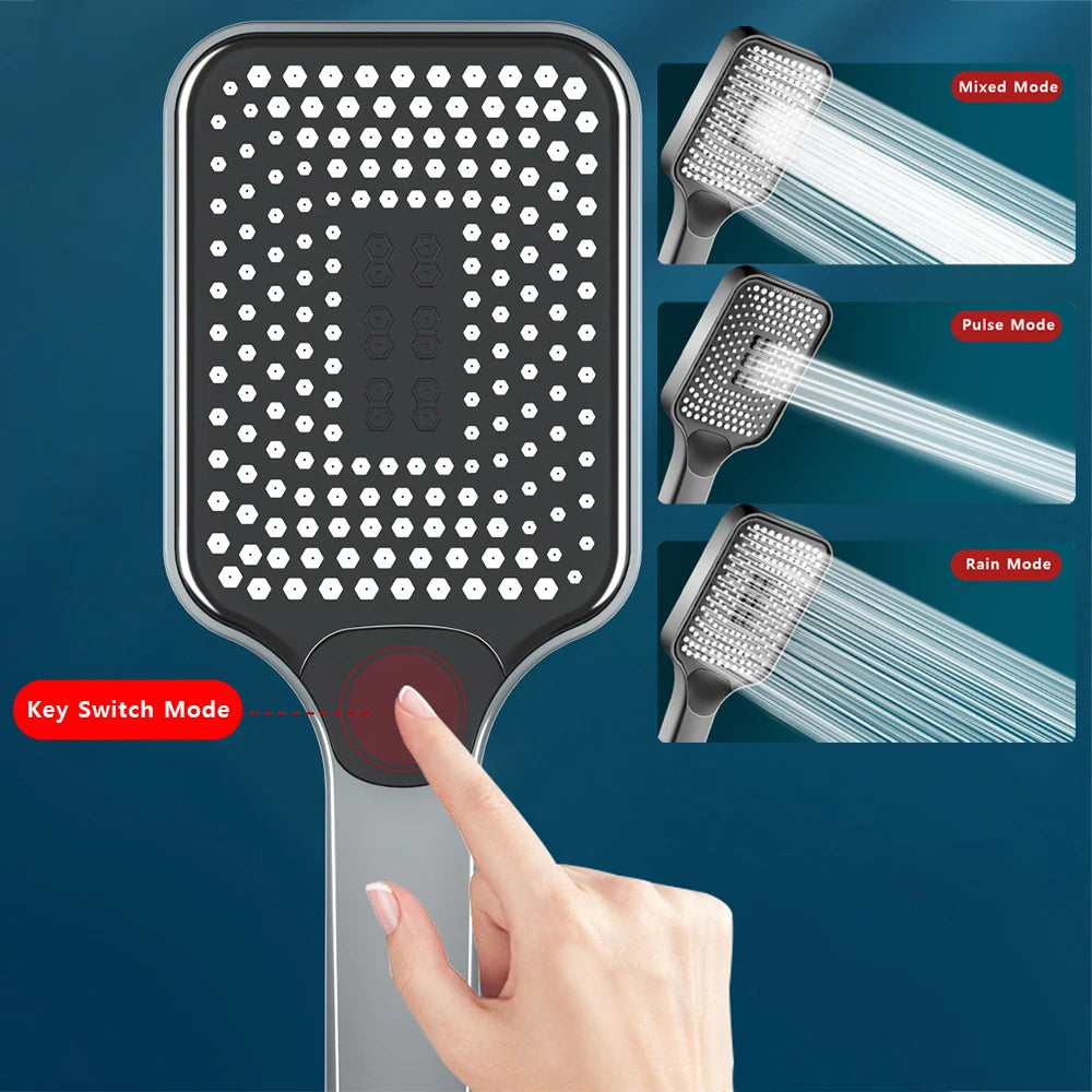 Large Flow High Pressure Shower Head Spray Bathroom Rain Shower Silicone Water-saving Nozzle Pressurization Handheld Accessories