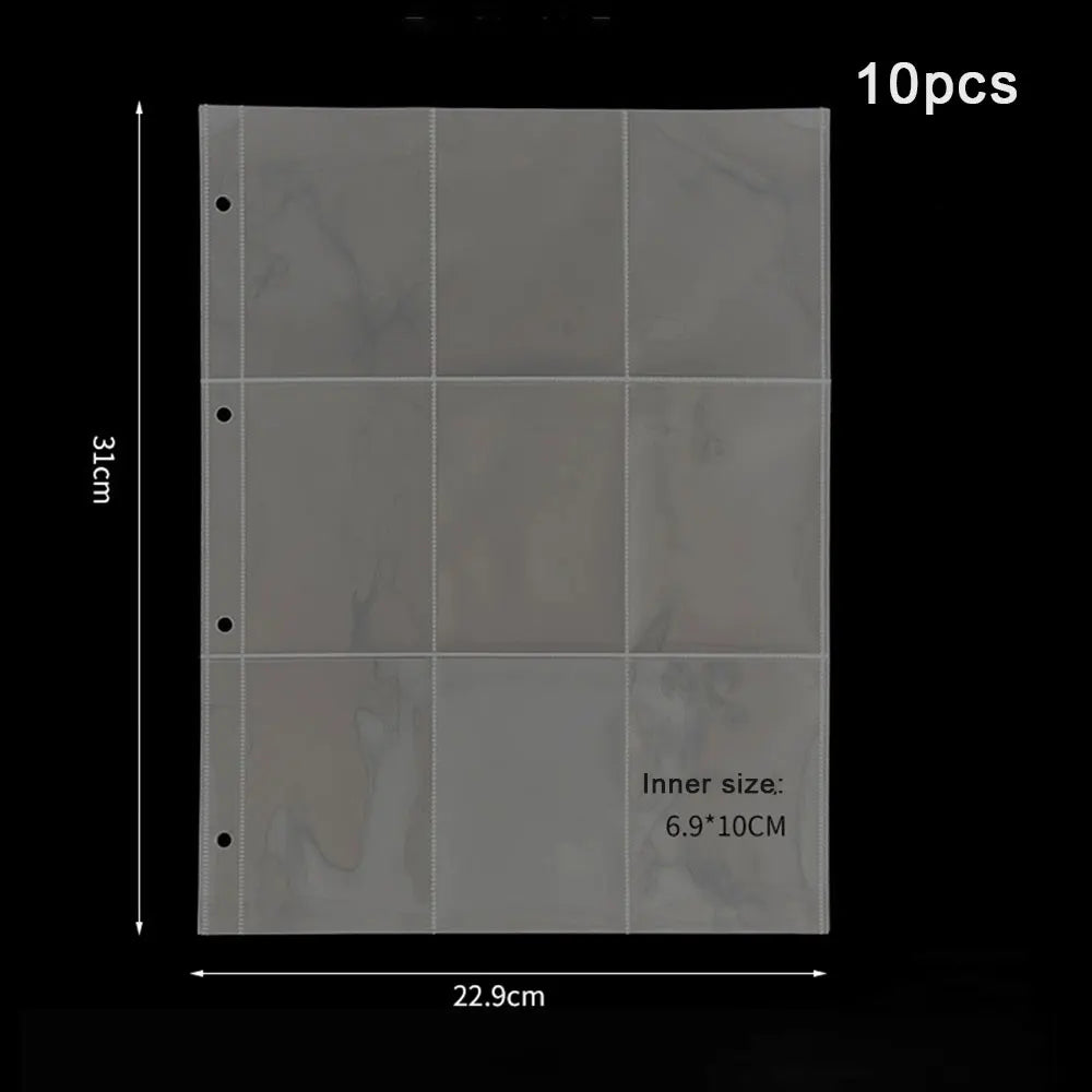 A4 Clear 10 Pcs Photo Album Refill Pages File Protector 4/11 Holes 6×4 8×10 4/11 Ring Binder Photocards Postcard Card Notebook