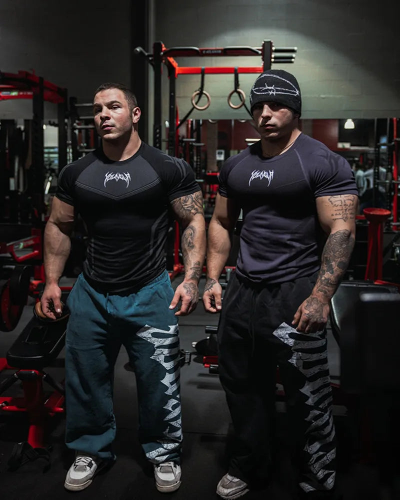 Men's Compression Short Sleeve T-Shirt Tribal Print Workout Tops Breathable Quick Dry Athletic Base Layer for Gym Training Bodyb