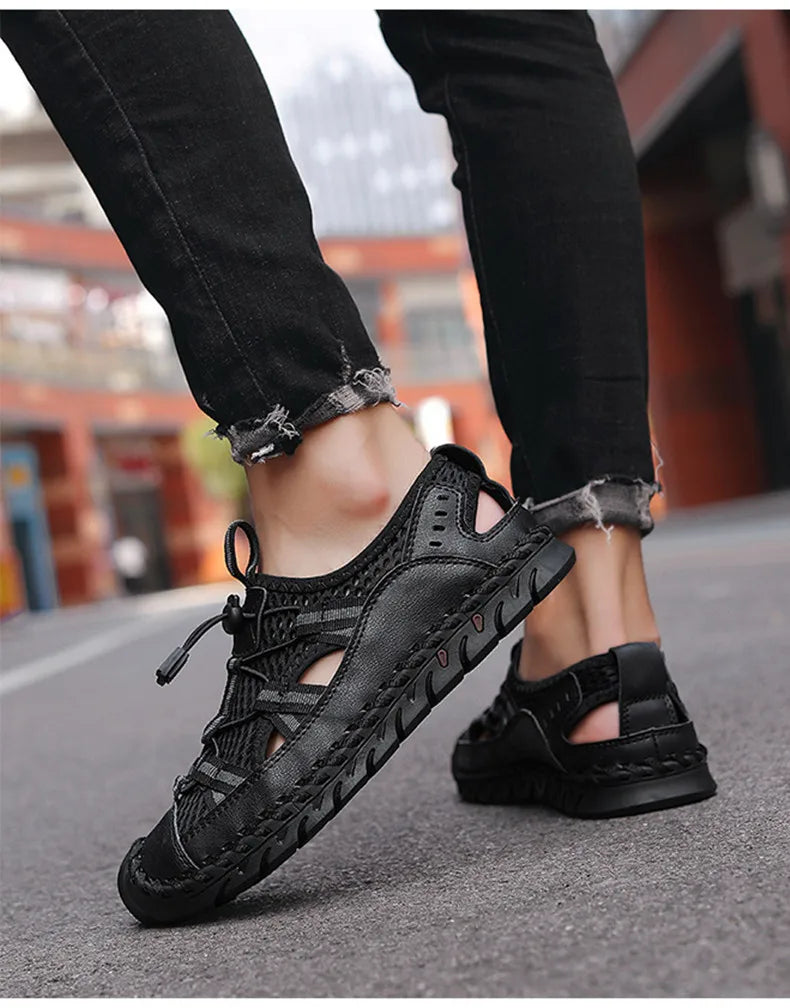 Hot Sale Summer Men's Sandals Outdoor Non-slip Men's Beach Sandals Handmade Genuine Leather Men's Shoes Fashion Men Sneakers