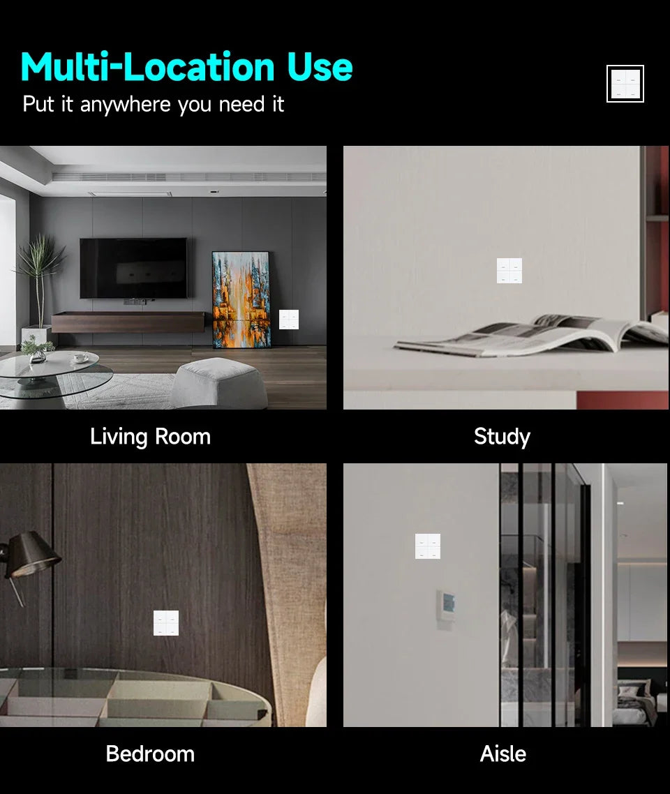 4/3/2/1Gang Tuya Zigbee 3.0 Smart Scene Button Switch Smart Home Wireless Push Remote Controller Battery Powered Devices Linkage