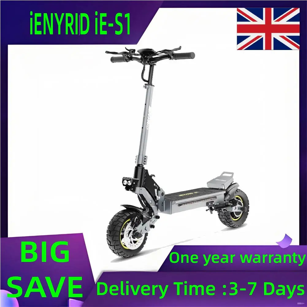 iENYRID iE-S1 Adult Electric Scooter Foldable 48V 15Ah 250W Off-Road Tire E-Mountain Scooter for Sports Entertainment Cycling