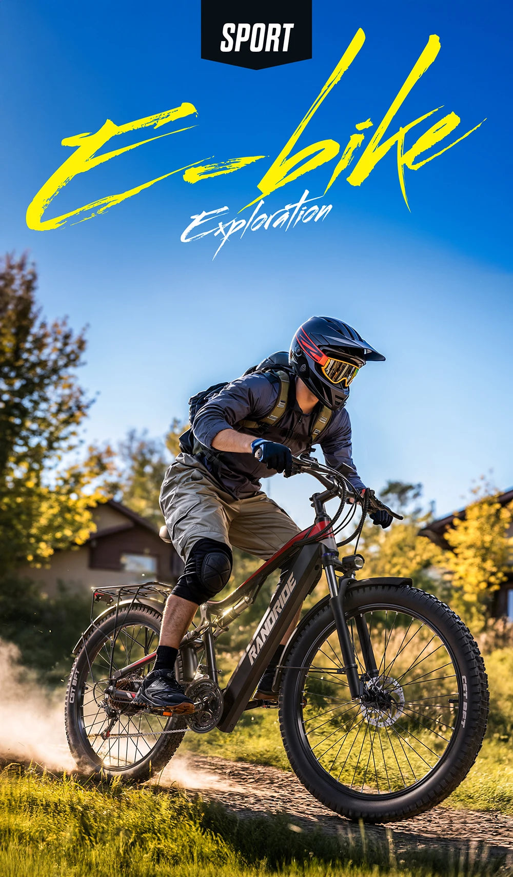 RANDRIDE Electric Bike YG90 48V 17Ah Battery 1000W Motor 27.5" Mountain Bicycle Full Suspension With Hydraulic Brake 21 Speeds