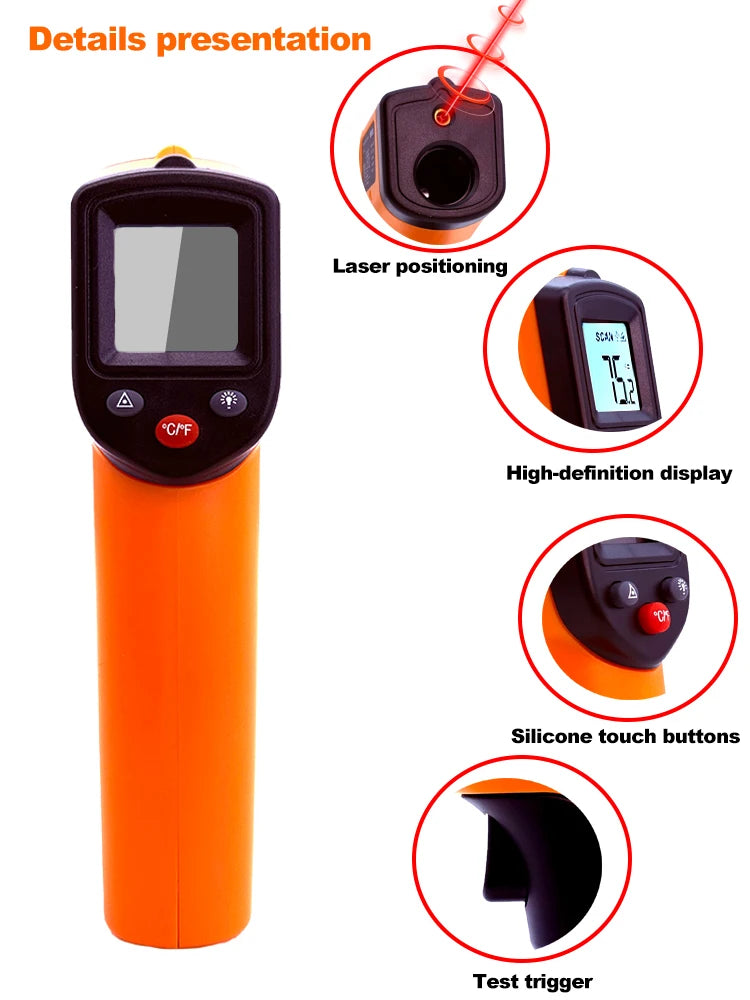 Digital Infrared Thermometer Laser termometro Pyrometer Gun Non-Contact Laser Temperature Meter gauge Tools -50~400℃