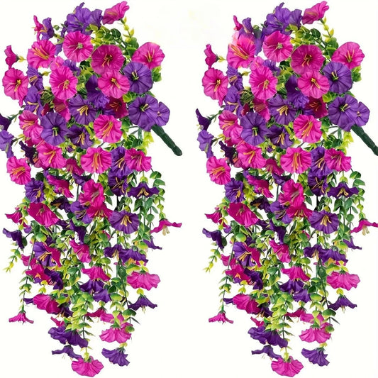 2-8PCS Indoor Outdoor Artificial Morning Glory Wall Hanging Faux Flowers Home Decor Garden Floral Arrangement Decorations