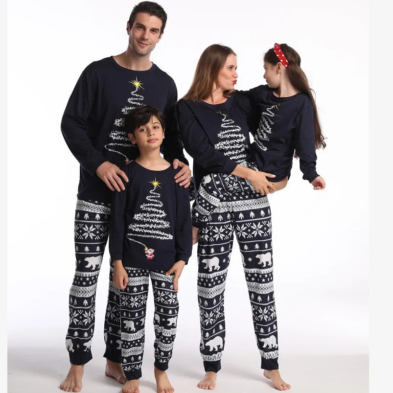 Christmas Look Pajamas Set Mom Dad Kids Dog Matching Pyjamas Cute Elf Print Sleepwear Soft Loose 2 Pieces Suit Xmas Wear Pijamas