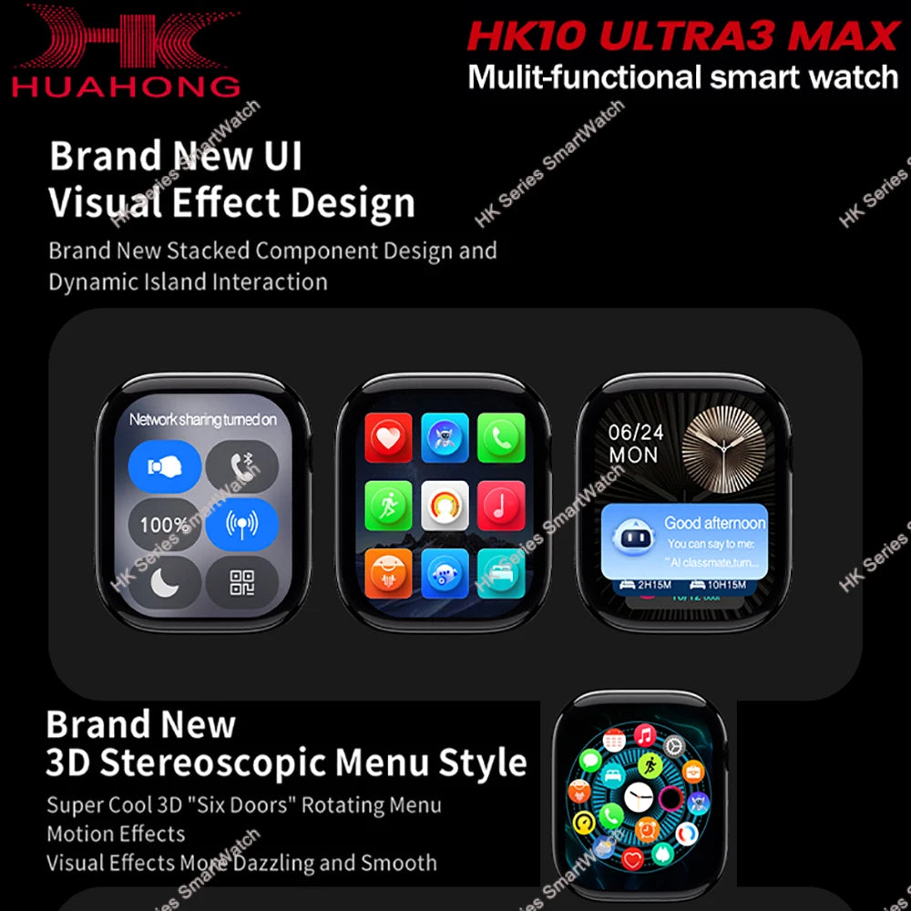Original HK10 Ultra 3 MAX SmartWatch 2025 For Man Women 49mm HD AMOLED 4GB ROM AI ROBOT NFC GPS Smart Band Watch For IOS Android