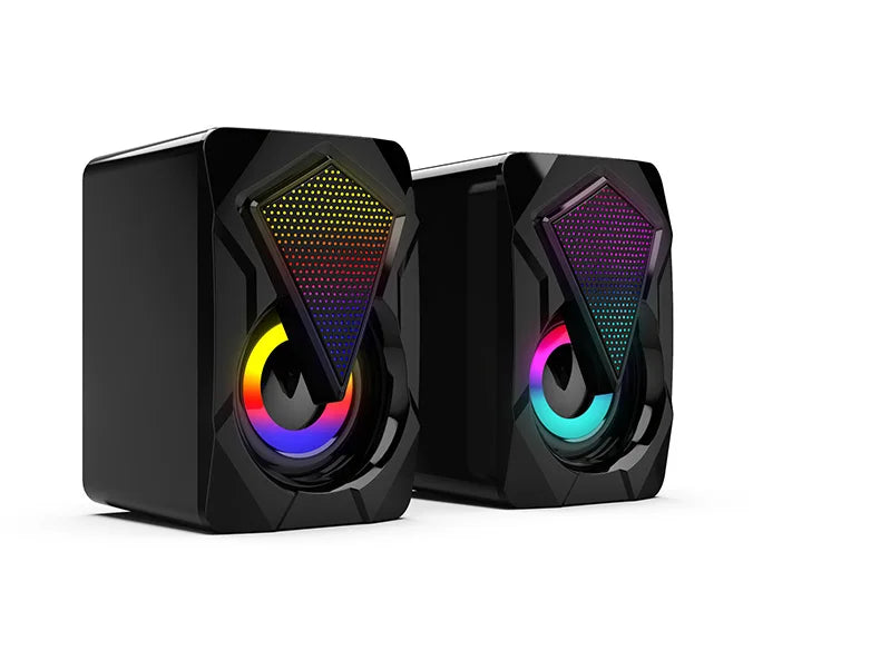 New X2 computer speaker, illuminated desktop laptop, multimedia mini wired RGB speaker