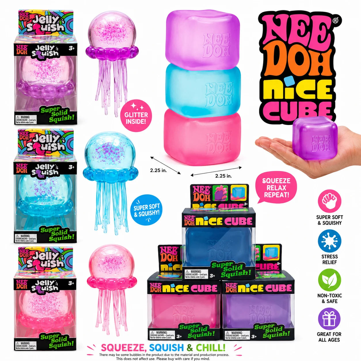 Random Squishy Toy Set Stress Relief Sensory Fidget Toys Soft Squeeze Mochi Ball Cube Banana Kids Gift Pack