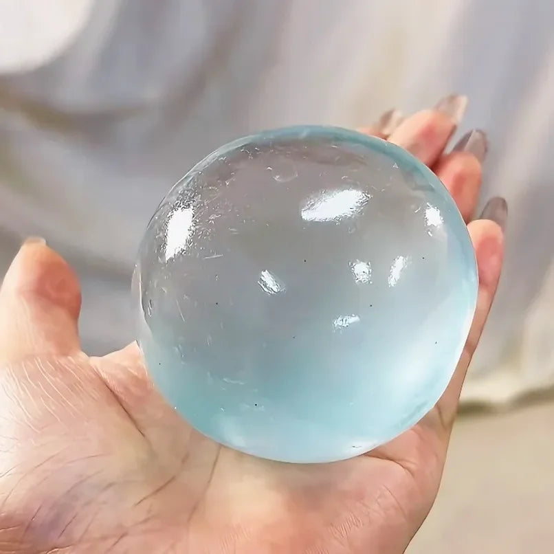 Blue Transparent Maltose Squishy Toy, Cute Mochi Soft Simulated Ball, Fast Rebound Anti Stress Fidget Decompression Toy