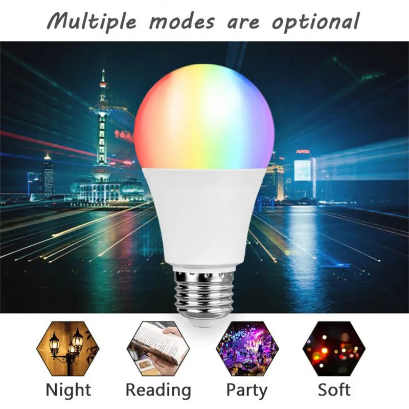 8Pcs 15W WiFi Smart Light Bulb E27 LED RGB Lamp Work with Alexa/Google Home 85-265V RGB+White Dimmable Timer Function color Bulb