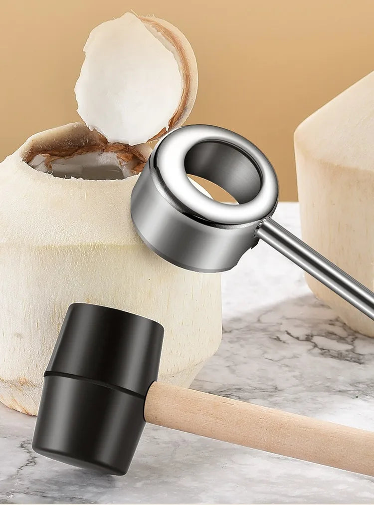 Coconut Opener Tools Creative Dual-purpose Hand Hole Puncher Hammer Coconut Breaker Kitchen Gadgets for Fresh Coconut Wate