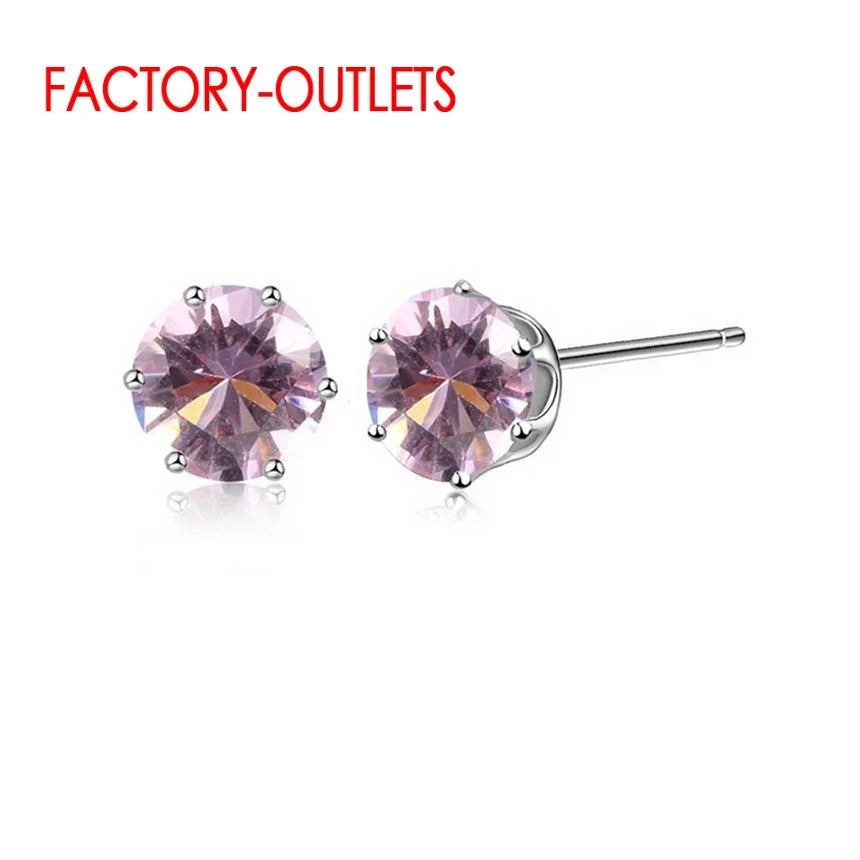 New Arrival Factory Cheap Price 925 Sterling Silver Korean Style Fashion Jewelry Stud Earrings Shinny Crystal Fast Shipping