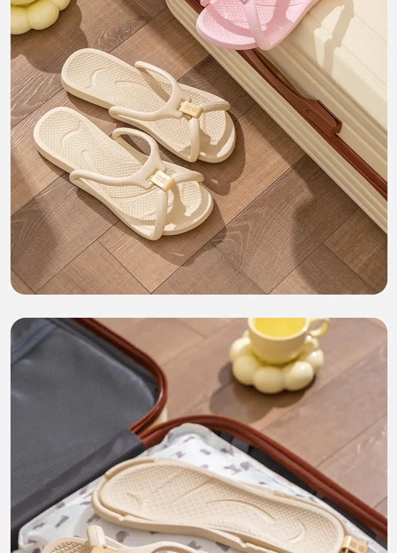 Foldable Travel Slippers Unisex EVA Flip Flops Hotel Non Slip Bathroom Indoor Outdoor Portable Lightweight Comfortable