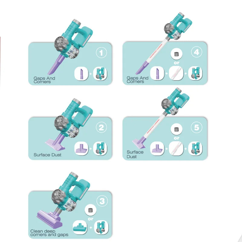 Electric vacuum toy set, three in one design, durable and safe, suitable for children over 3 years old, perfect for fun and play