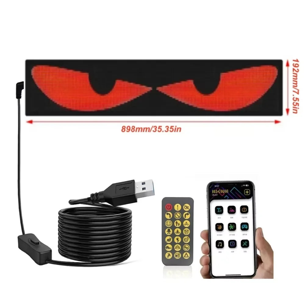Car Devil Eyes Light Led Soft Screen DIY Colorful Car Windshield Dynamic LED Smart Phone App Control Flexible Matrix Screen