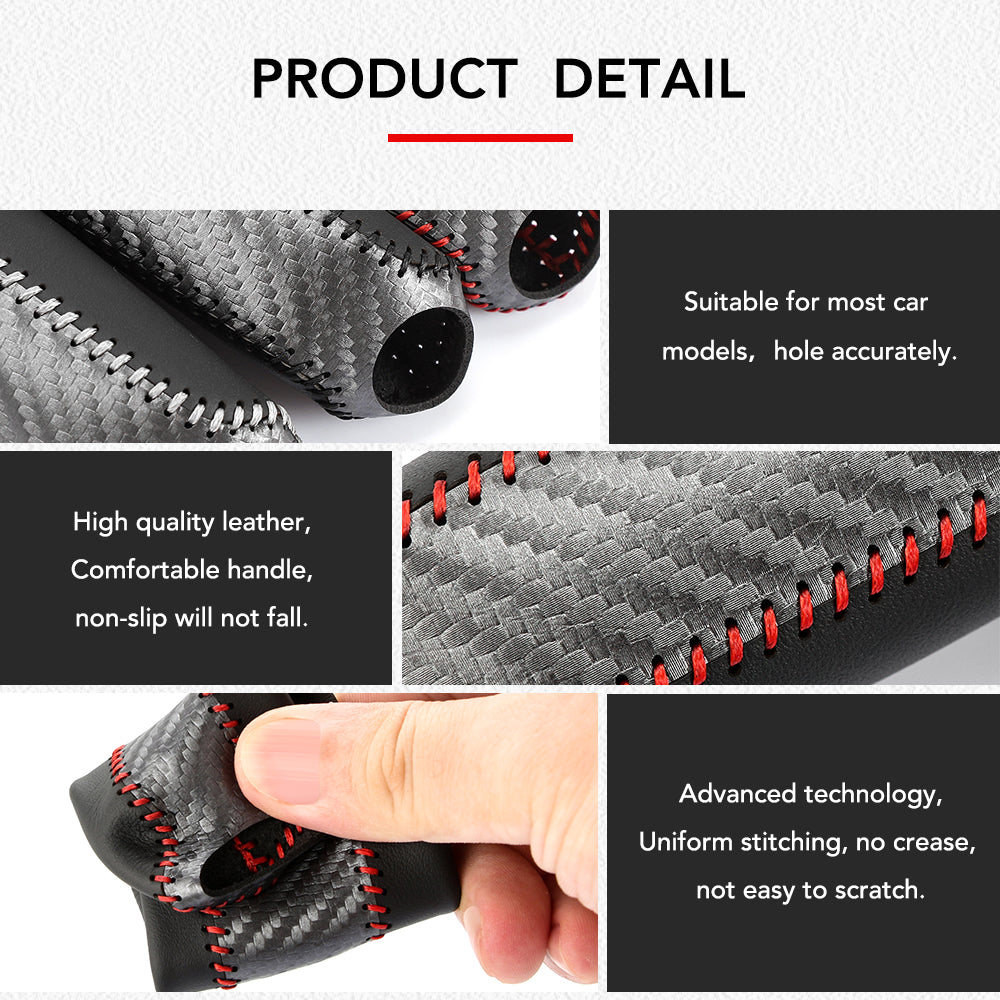 Carbon Fiber Car Leather Handbrake Cover Protective Sleeve Hand Brake Protection Car Interior Accessories