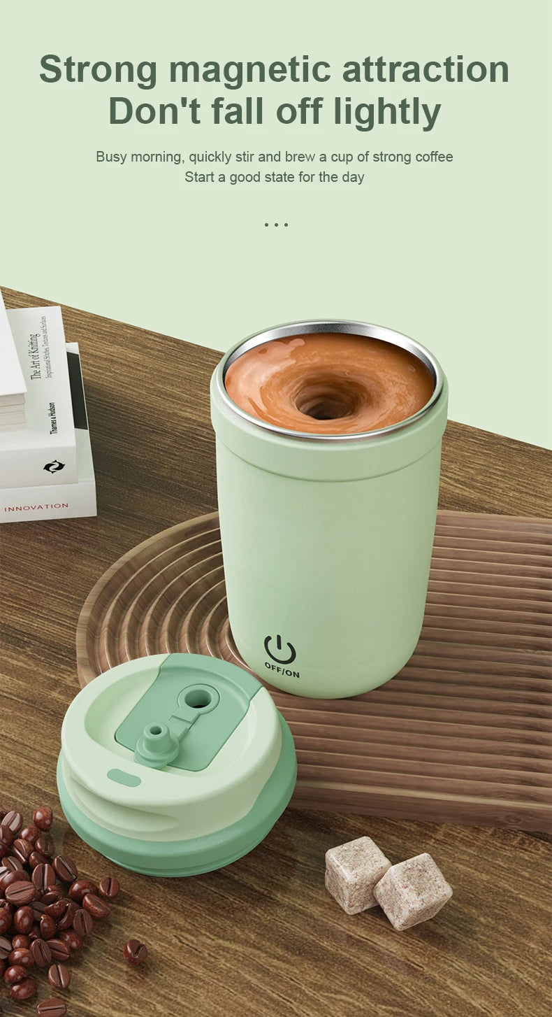 Mini Electric Coffee Self Mixing Mug Waterproof Food Safe Coffee Mug USB Rechargeable Automatic Magnetic Cup For Tea 380ML