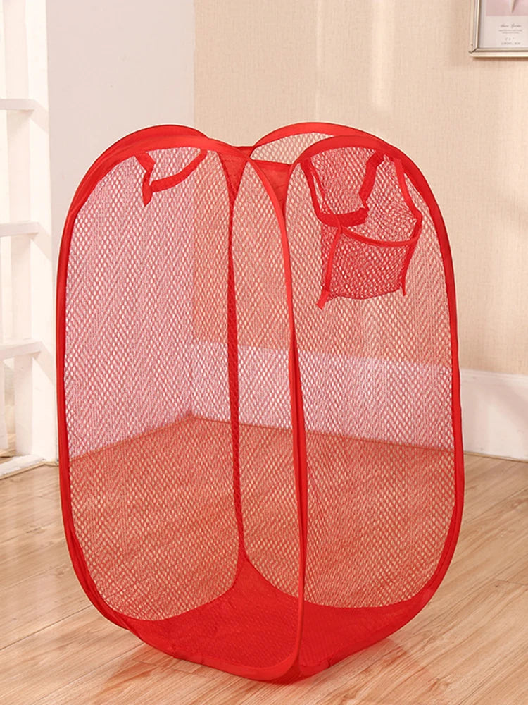Mesh breathable laundry basket, foldable large size 40 * 40 * 70 miscellaneous laundry basket, simple and large capacity miscell