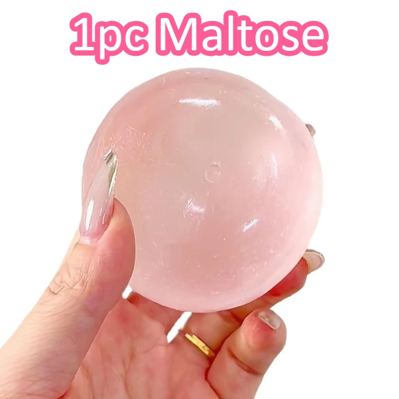 Blue Transparent Maltose Squishy Toy, Cute Mochi Soft Simulated Ball, Fast Rebound Anti Stress Fidget Decompression Toy