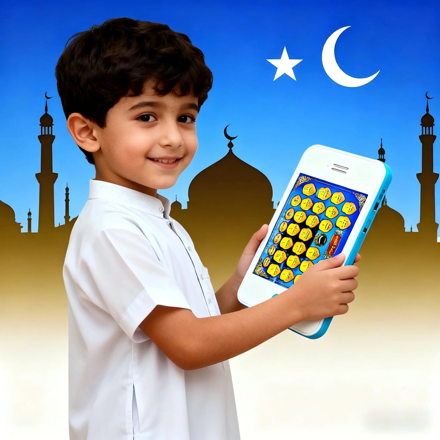 Quran Learning Electronic Phone for Kids 11 Short Surah 13 Supplications, Audio Reader Islamic Educational Muslim toddlers Gift