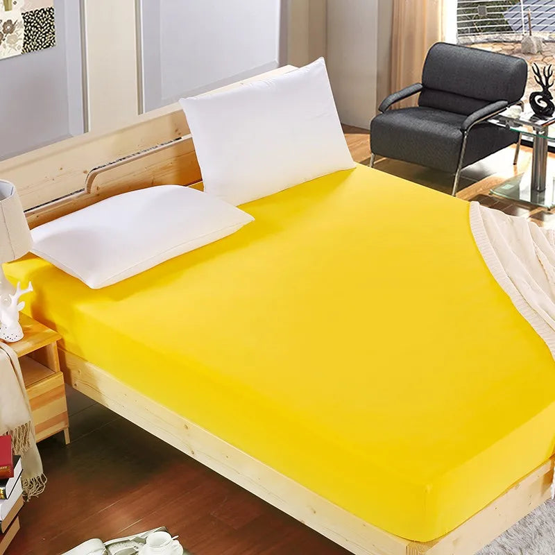 1Pc High Quality 100% Polyester Solid Color Fitted Sheet Mattress Cover Four Corners With  Elastic Band Bed Sheets