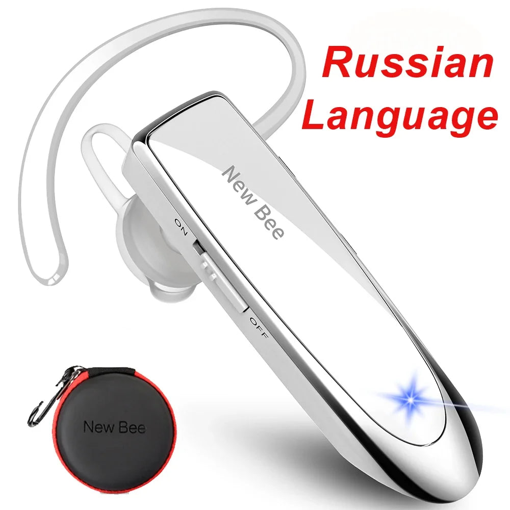 New Bee Bluetooth Headset Wireless Earphones Headphones with Mic 24Hrs Earbuds Single Earpiece Mini Handsfree for Driver Office