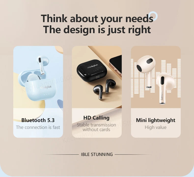 Lenovo LP40 II Earphones Original LP40 plus TWS Wireless Bluetooth 5.3 Headphones Sport Noise Reduction Touch Control Earbudss