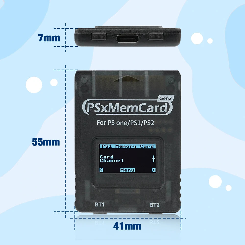 Bitfunx PSxMemCard Gen2 Store Game Saves for PS1 and PS2 Games for PlayStation1 PS one Playstation2 Game Consoles