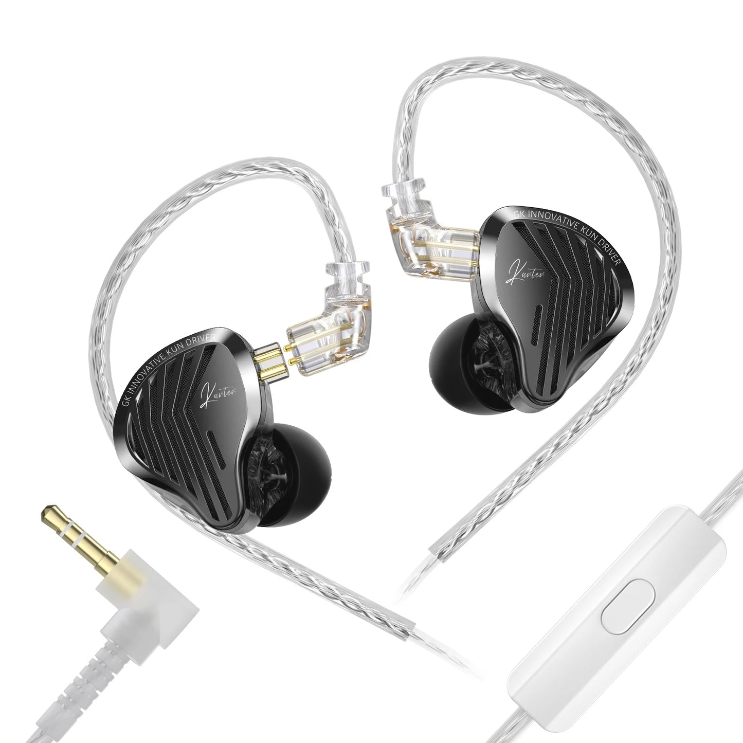 GK KUNTEN Dynamic Drive Heavy Bass Earbuds HIFI Sports Metal Headphones Detachable 2PIN Compatible with KZ Zenith EDX PRO